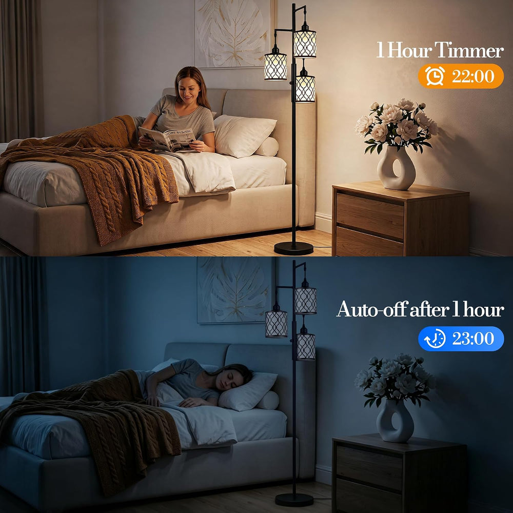 73" Dimmable Floor Lamps for Living Room, Standing Lamp with Remote, Black
