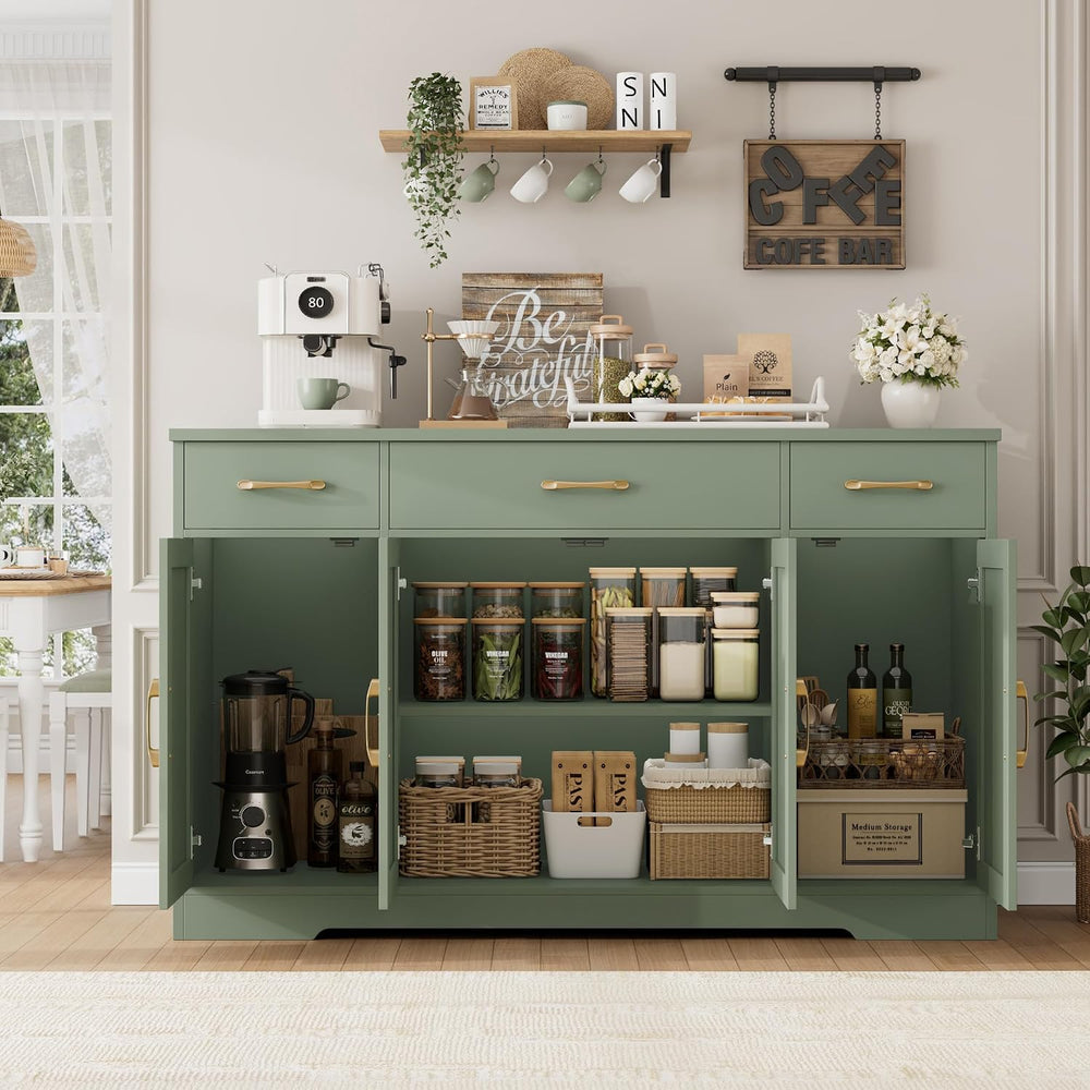 HOSTACK Kitchen Buffet Sideboard Storage Cabinet, Coffee Bar Cabinet, Green