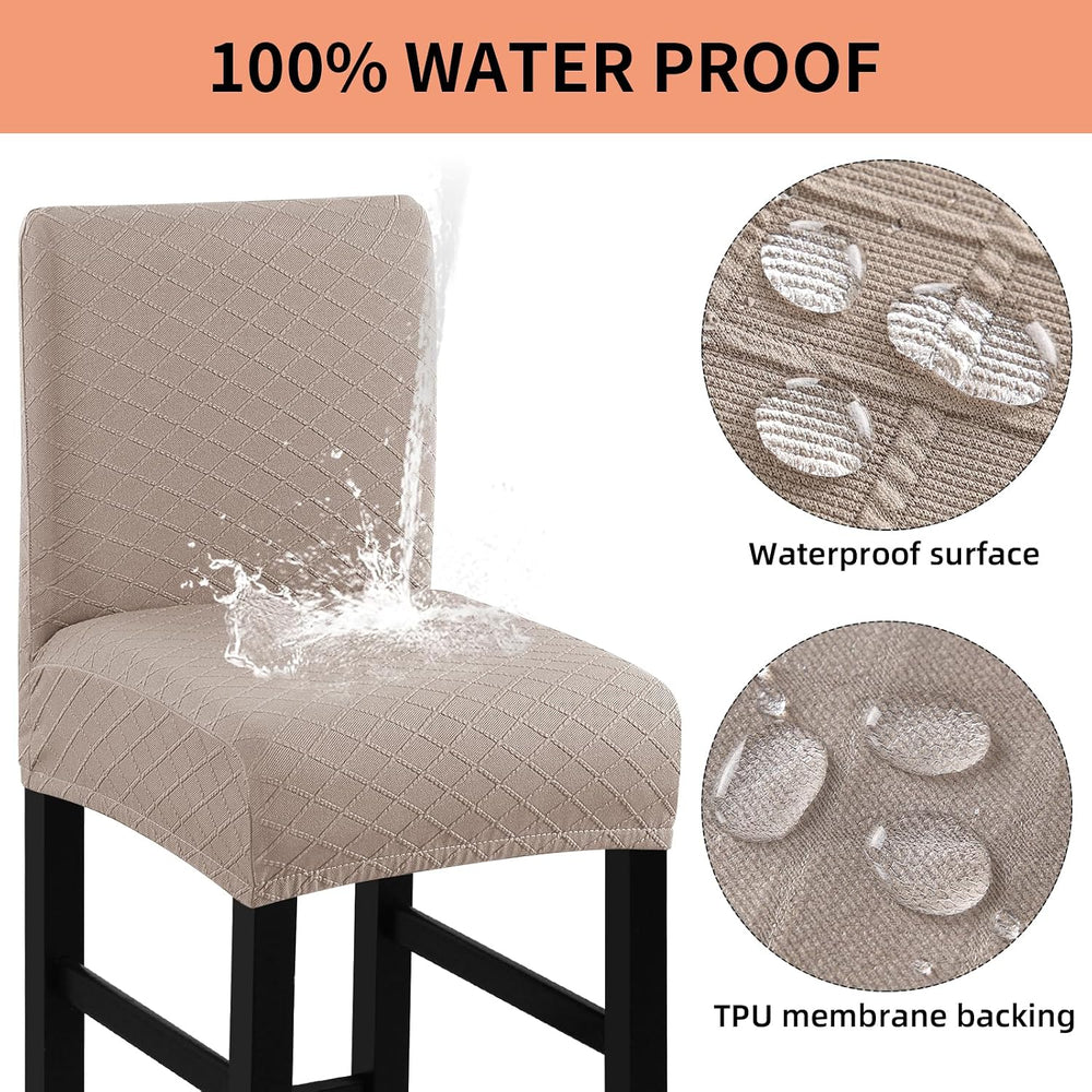 Fuloon Waterproof Barstool Covers Chair Slipcovers, Khaki, 4 Pack