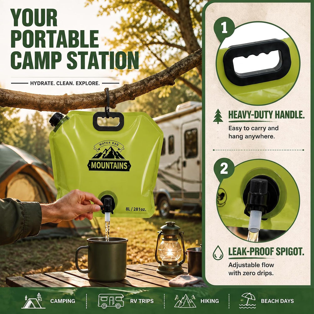 6Pack Collapsible Water Container 8L/2 Gallon Water Jug with Spigot, Reusable...