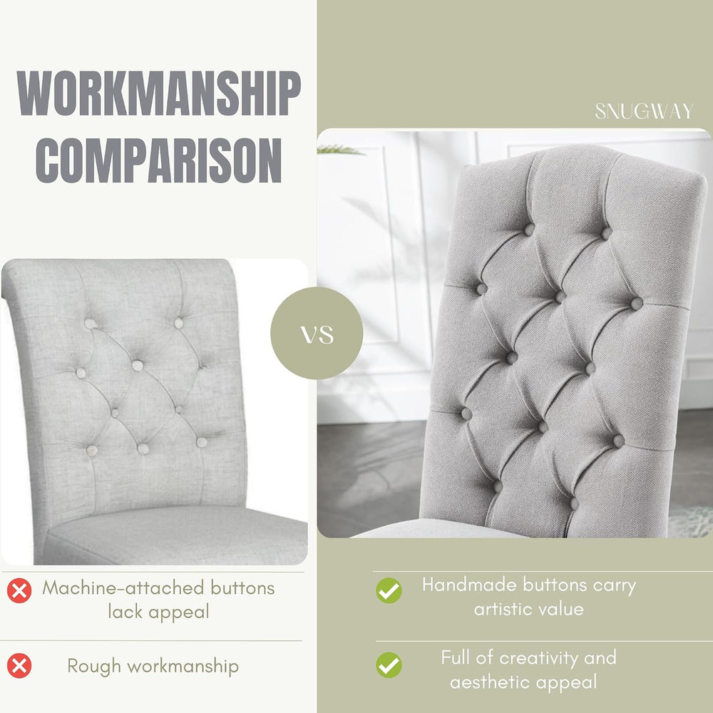 Tufted Dining Chair Fabric Button Upholstered Modern Kitchen Diner Set of 6