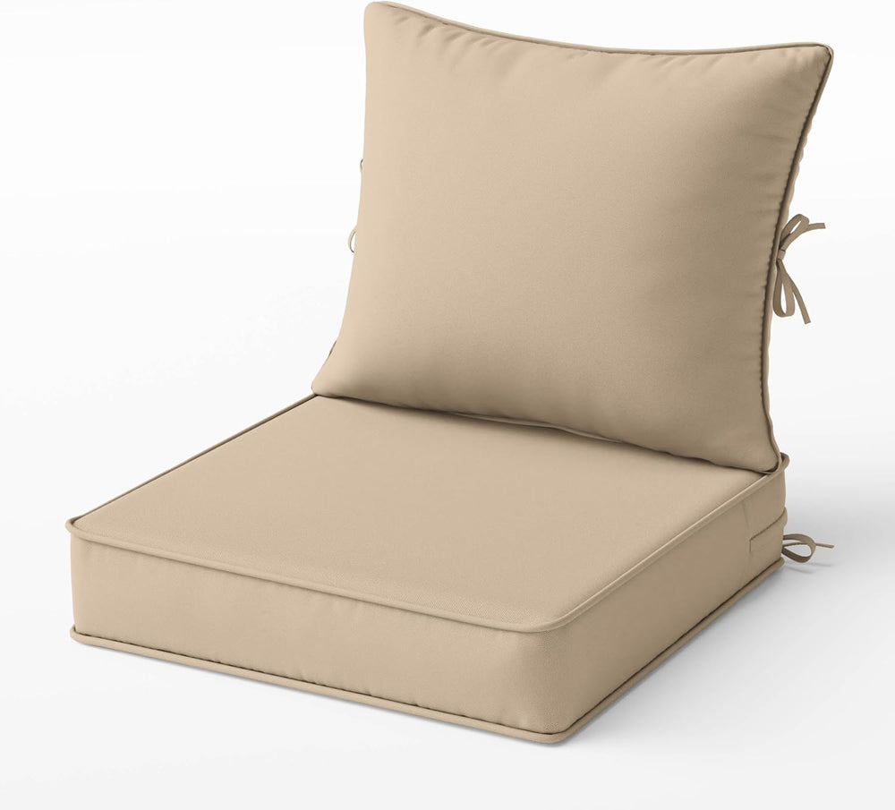 Outdoor Deep Seat Patio Cushions Set, 22×22×4 Inch Water Resistant & Fade...