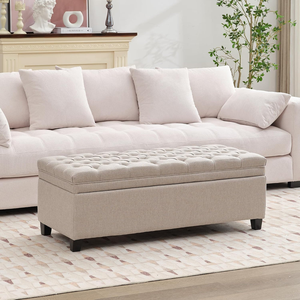 50" Storage Ottoman for Bedroom, End of Bed Bench,Beige