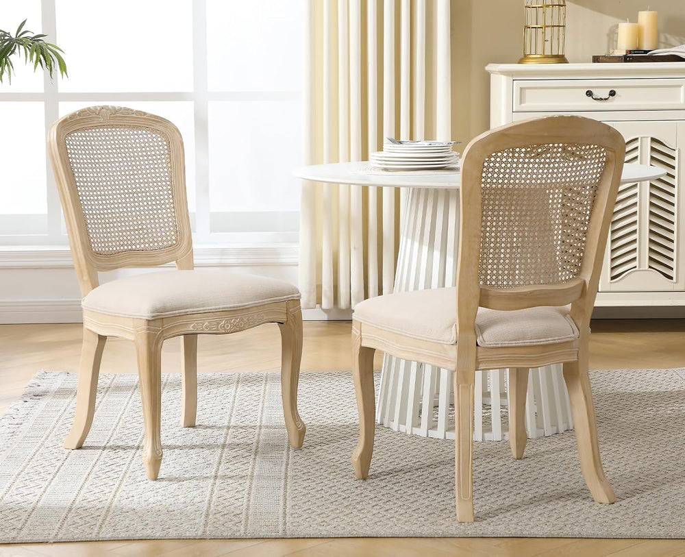 chairus French Country Dining Chairs Set of 2, Upholstered Linen Dining Room ...