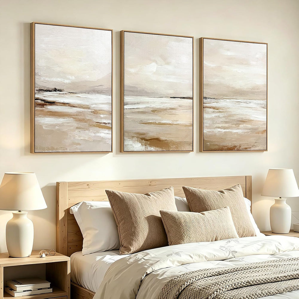 Zessonic Large Neutral Coastal Beach Wall Art Landscape Texture Art,24"x...