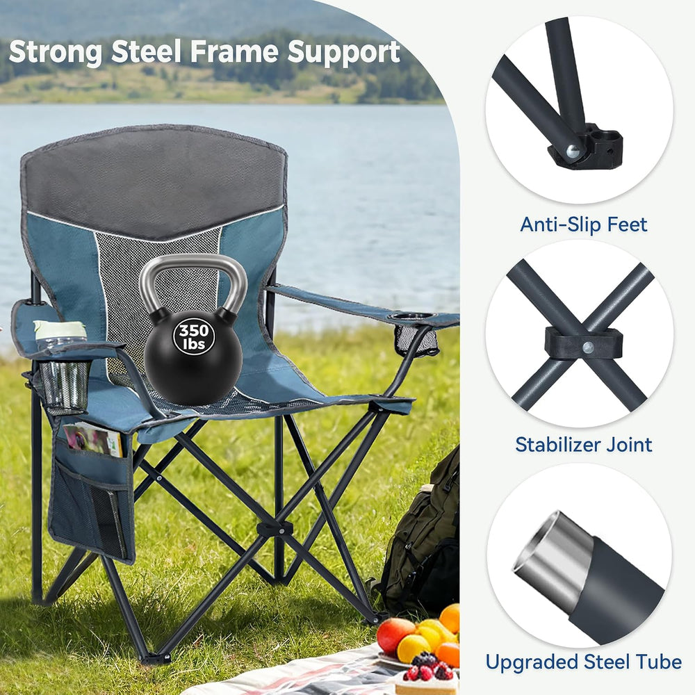 Oversized XL Camping Chair 2-Pack with Mesh Back, Blue
