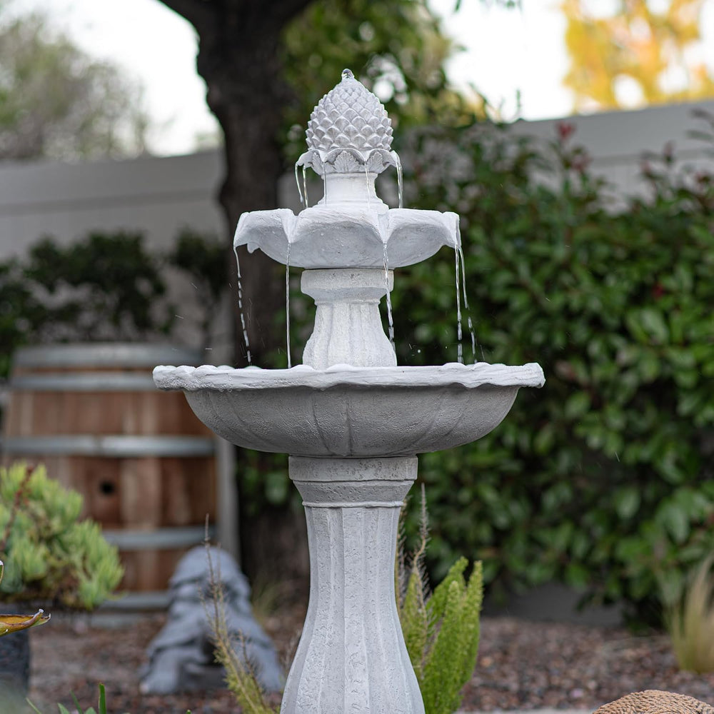 Xbrand 44" H 2-Tier Solar Outdoor Water Fountain with Auto-Shut Off Pump...