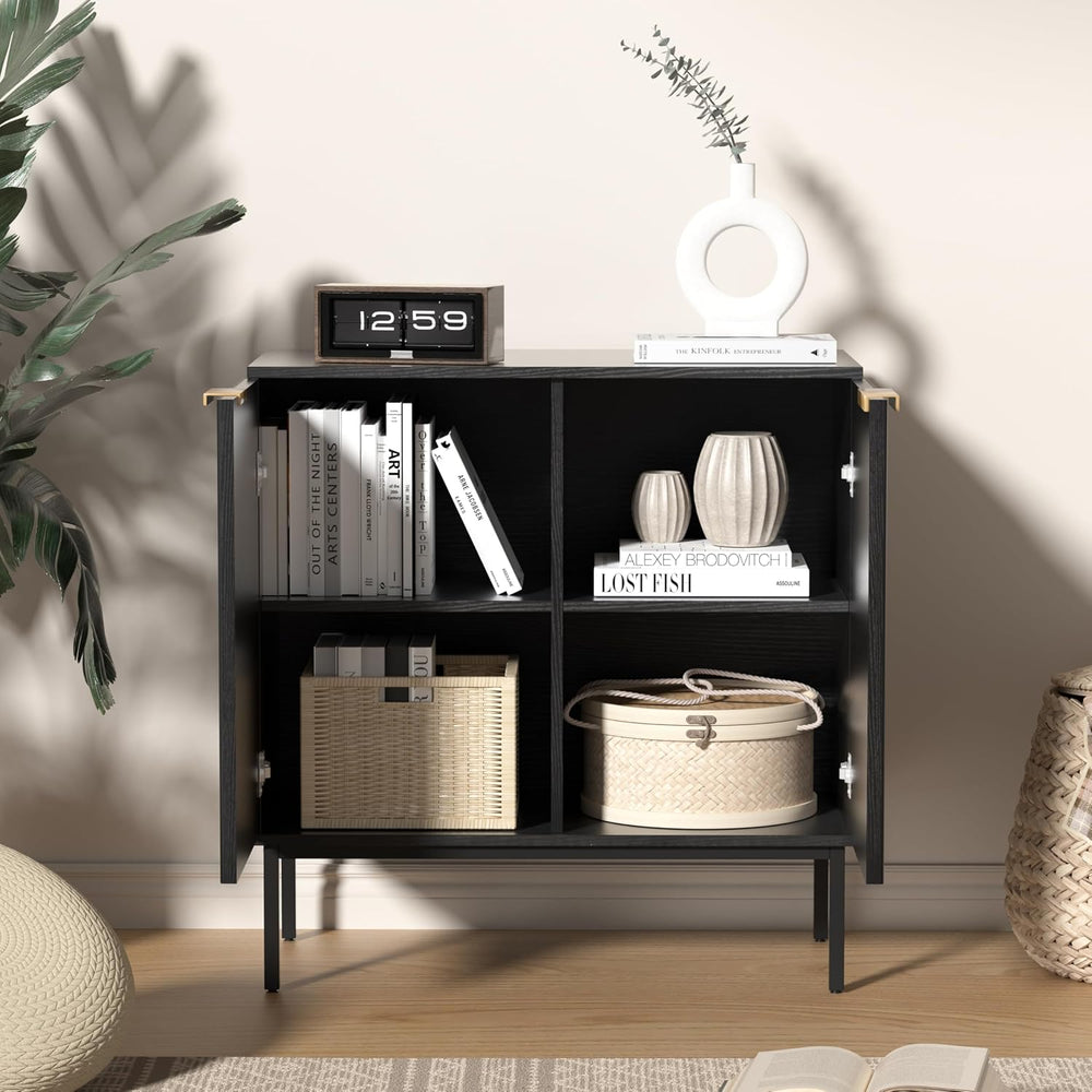 Fluted Sideboard, Buffet Cabinet with Storage(Black
