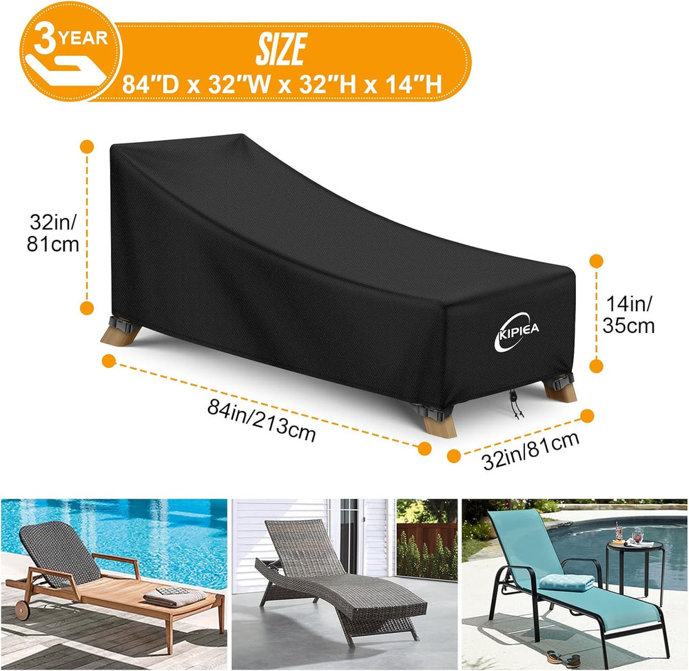 Kipiea Waterproof Patio Lounge Chair Covers for Outdoor Furniture, Heavy Duty...
