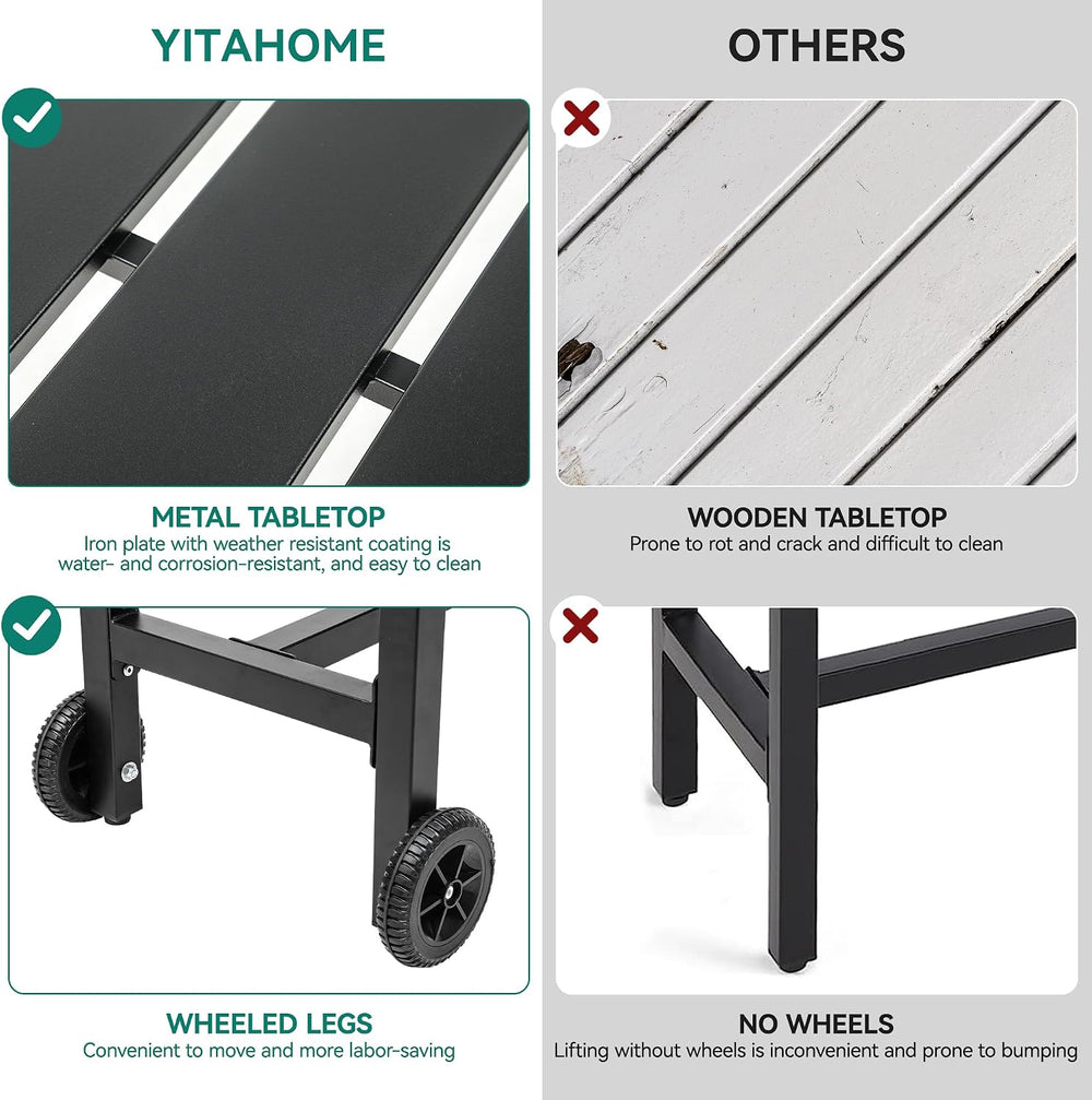 YITAHOME 55" Outdoor Bar Table with Wheels
