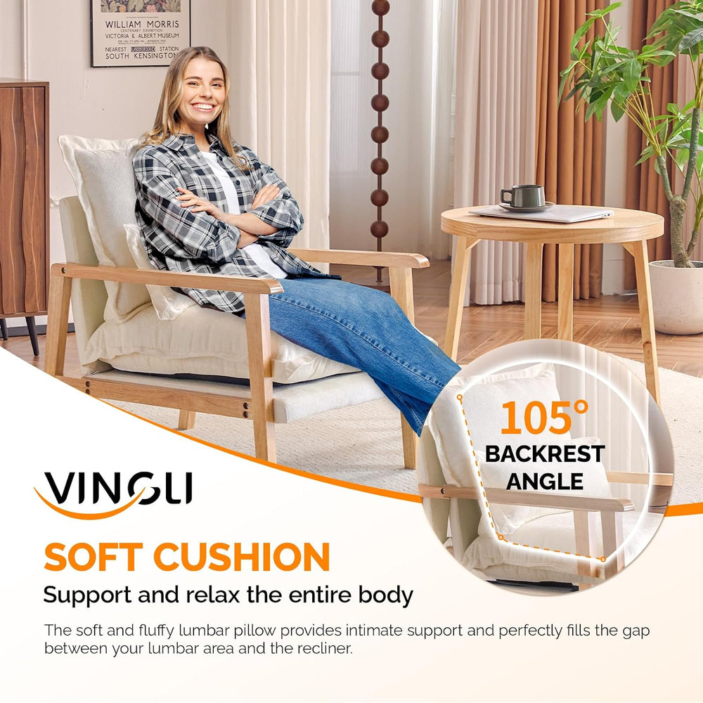 VINGLI Mid-Century Modern Cloud Accent Armchairs Set of 2 with Lumbar Pillow,...