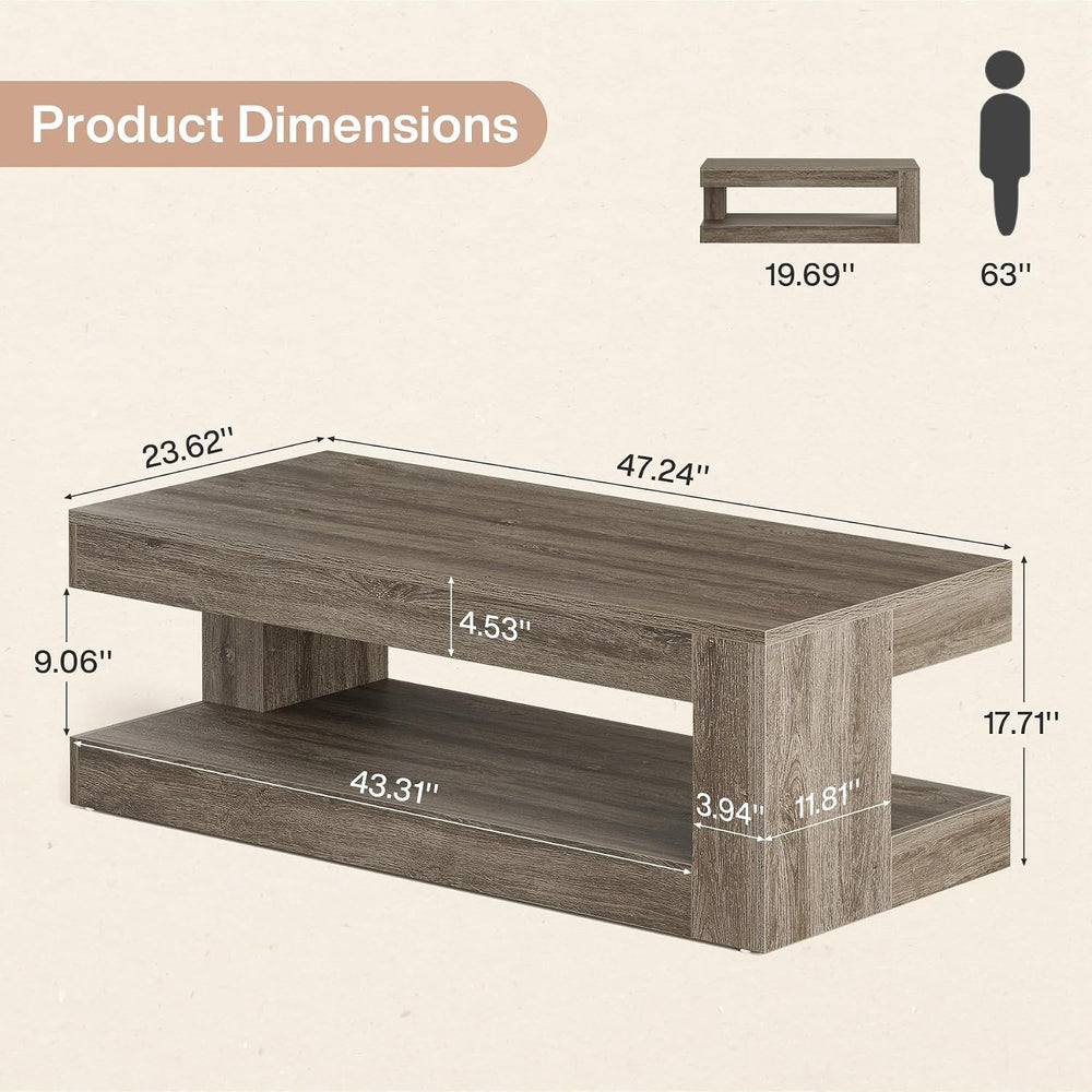 Tribesigns Coffee Table for Living Room, 47.24" Center Tea Table