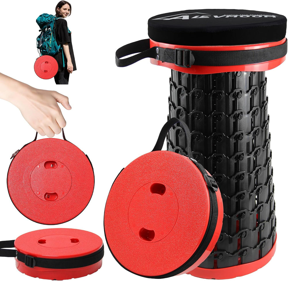 ALEVMOOM Telescoping Stool with Thick Cushion, H18.1 D10.24 Portable Collapsi...