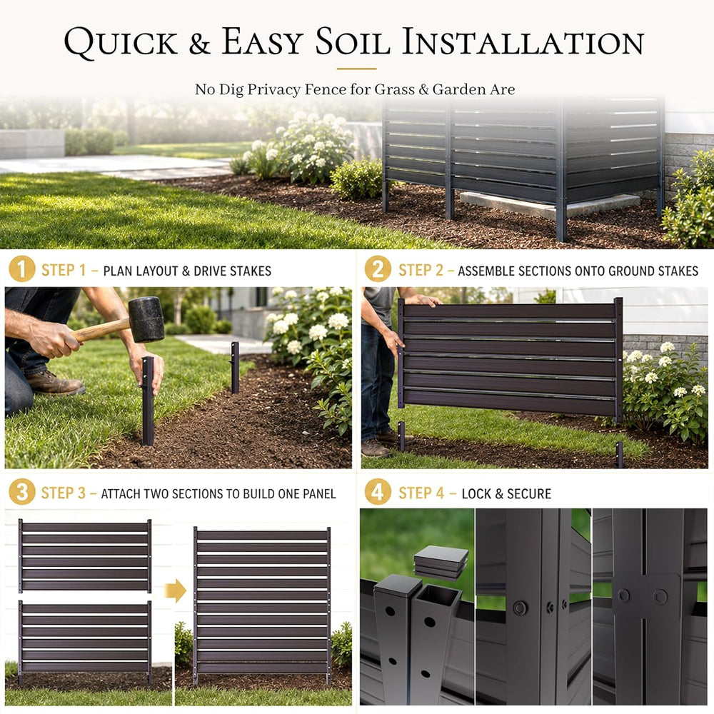 2 Panel Air Conditioner Fence, 42" H x 6.33 FT W Metal AC Unit Fence wit...