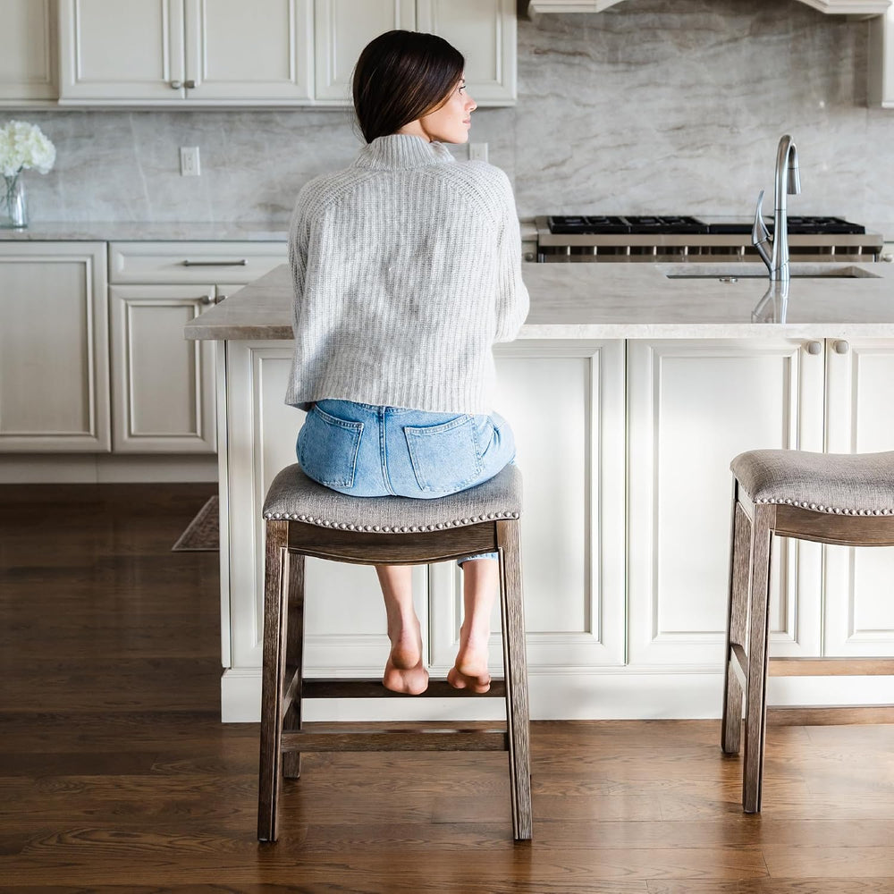 Maven Lane Adrien Backless Counter Stool, Brown, 26", Set of 3