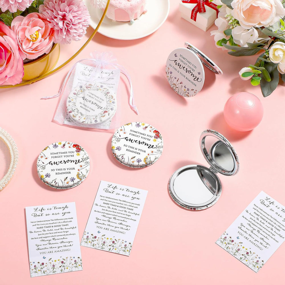 Geetery 24 Sets Mini Compact Mirrors Bulk for Women, Wildflower