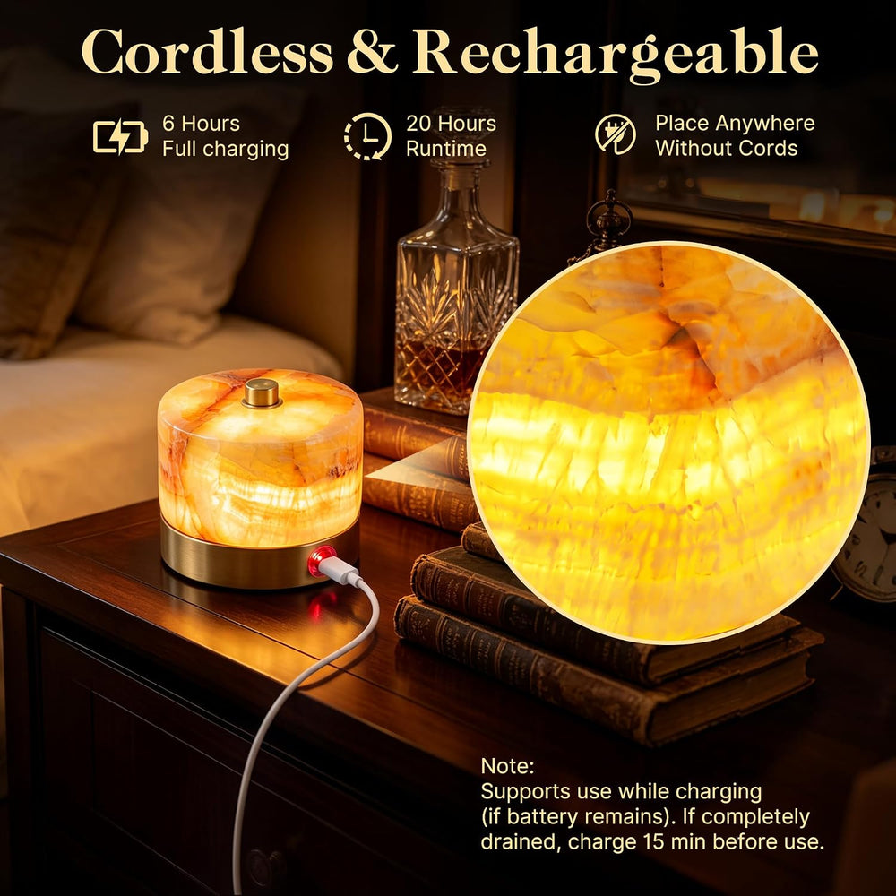 ShineTech Natural Marble Cordless Touch Dimmable Table Lamp Night Light