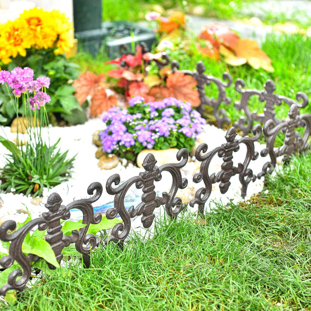 Sungmor Cast Iron Brown Flower Bed Edging - 9.4 Inches Tall 4 Pack