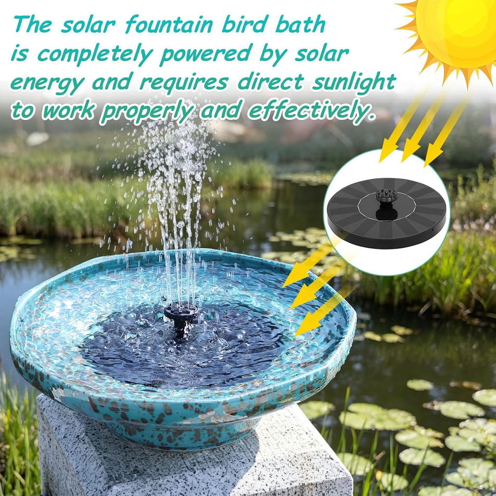 11.6" Solar Ceramic Bird Bath Bowl,Bird Bath Fountain for Outside