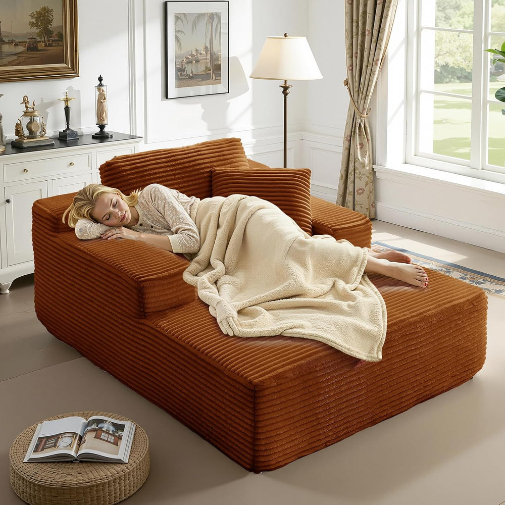 65 Inch Oversized Indoor Chaise Lounge,Brown