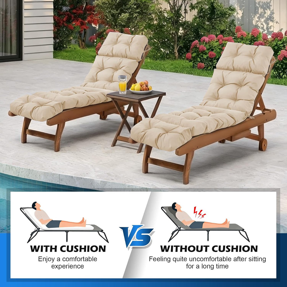 Chaise Lounge Cushions Outdoor, Waterproof & Fade Resistant Patio Lounge ...