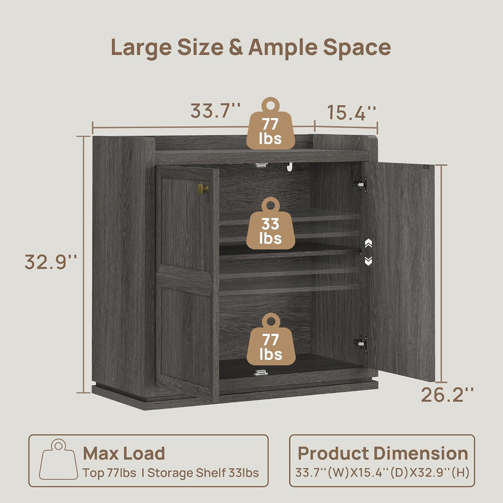 SICOTAS Sideboard Buffet Cabinet with 6 Doors & Shelves, Golden Handles