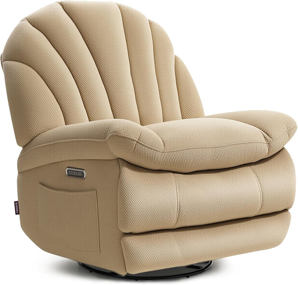 EONIX Dual Motor Power Swivel Rocker Recliner, Plush, Beige