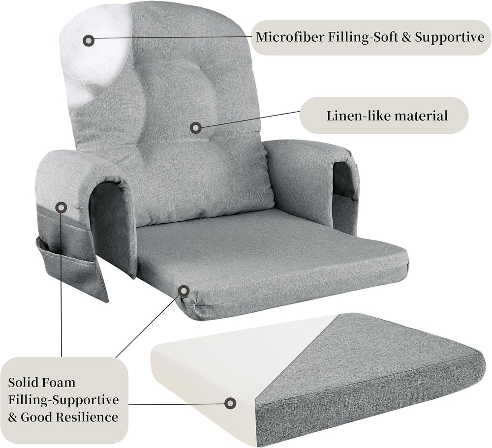 HOMBYS Glider Rocker Replacement Cushions with Storage Side Pocket,Linen-Like...