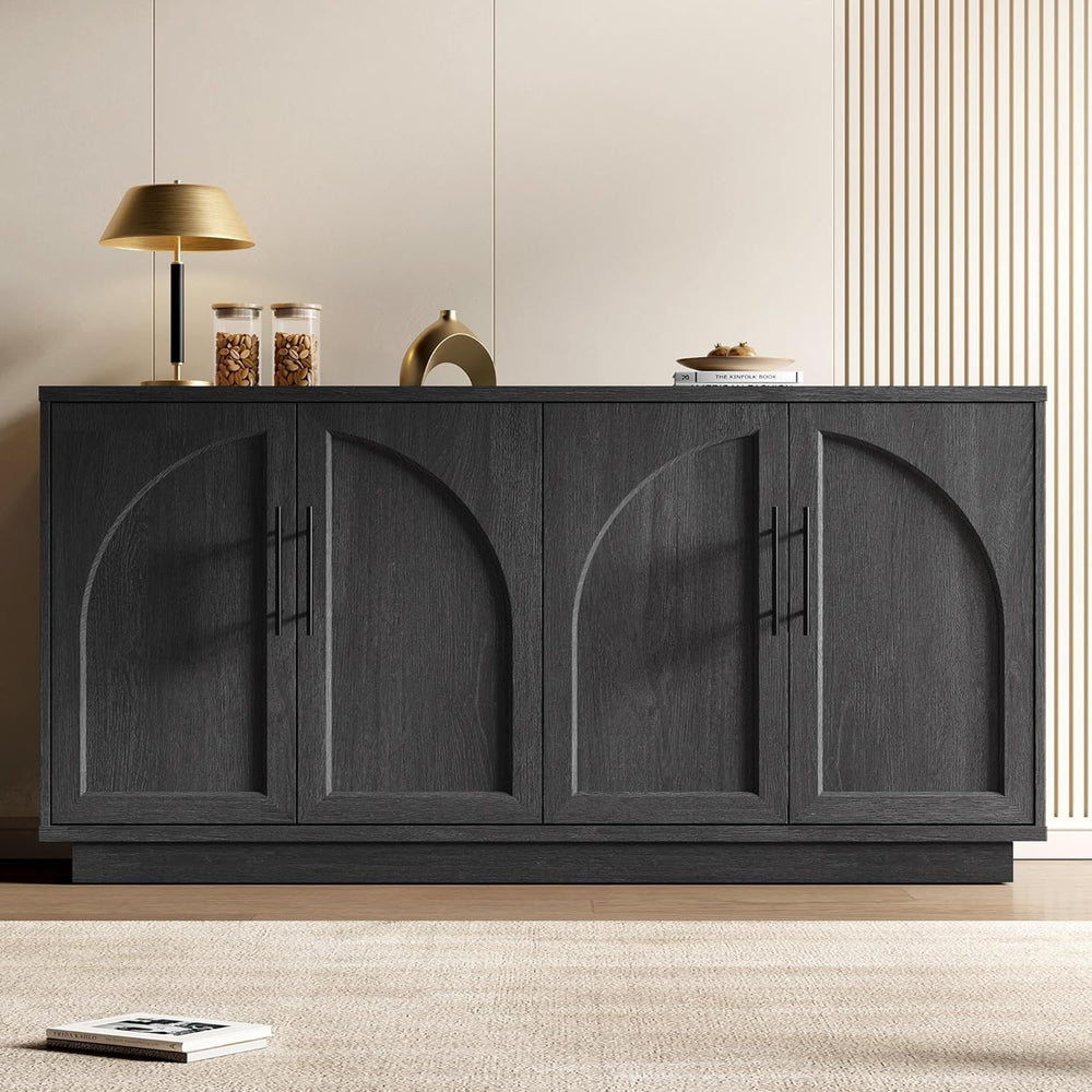 Fatmok Buffet Cabinet with Storage, 59'' Modern Arched Sideboard Cabi...