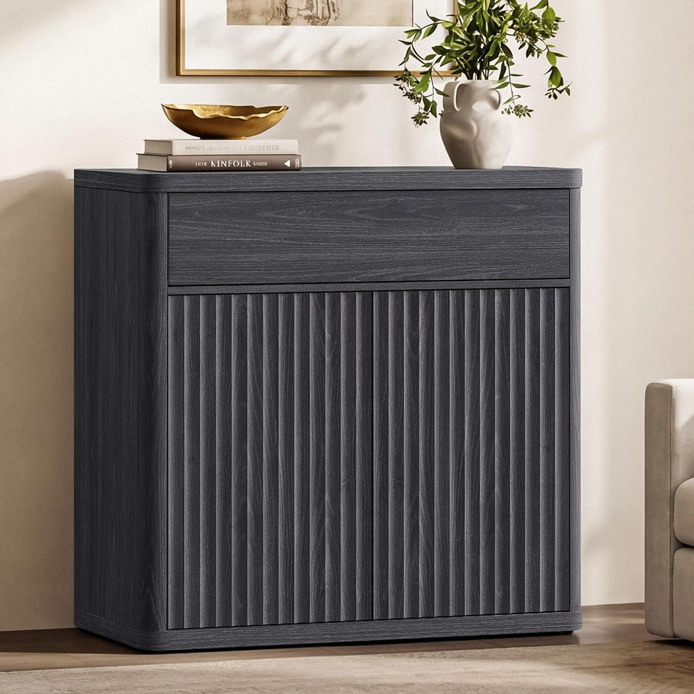 SICOTAS Buffet Cabinet with Storage - Accent Fluted Storage Cabinet with 2 Do...