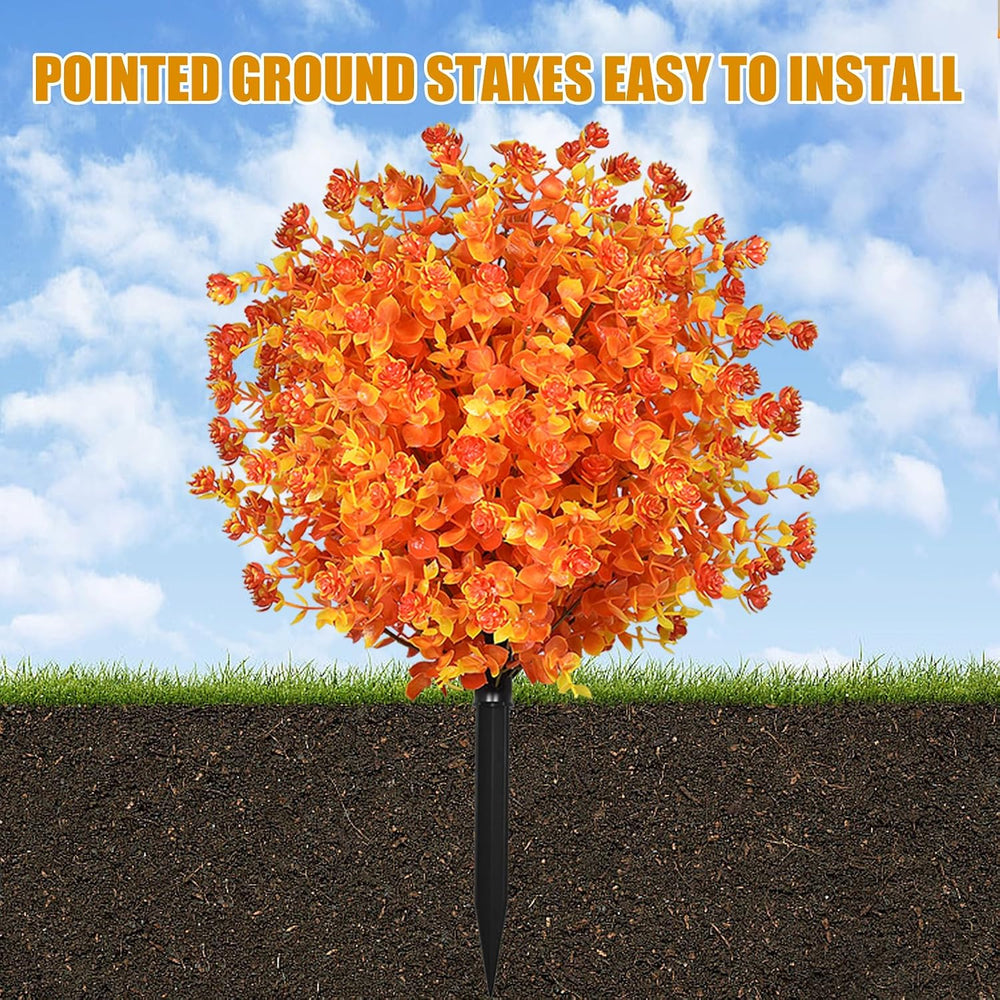 2 Pack Fall Fake Mums Topiary Ball Plants with Ground Stakes UV Resistant