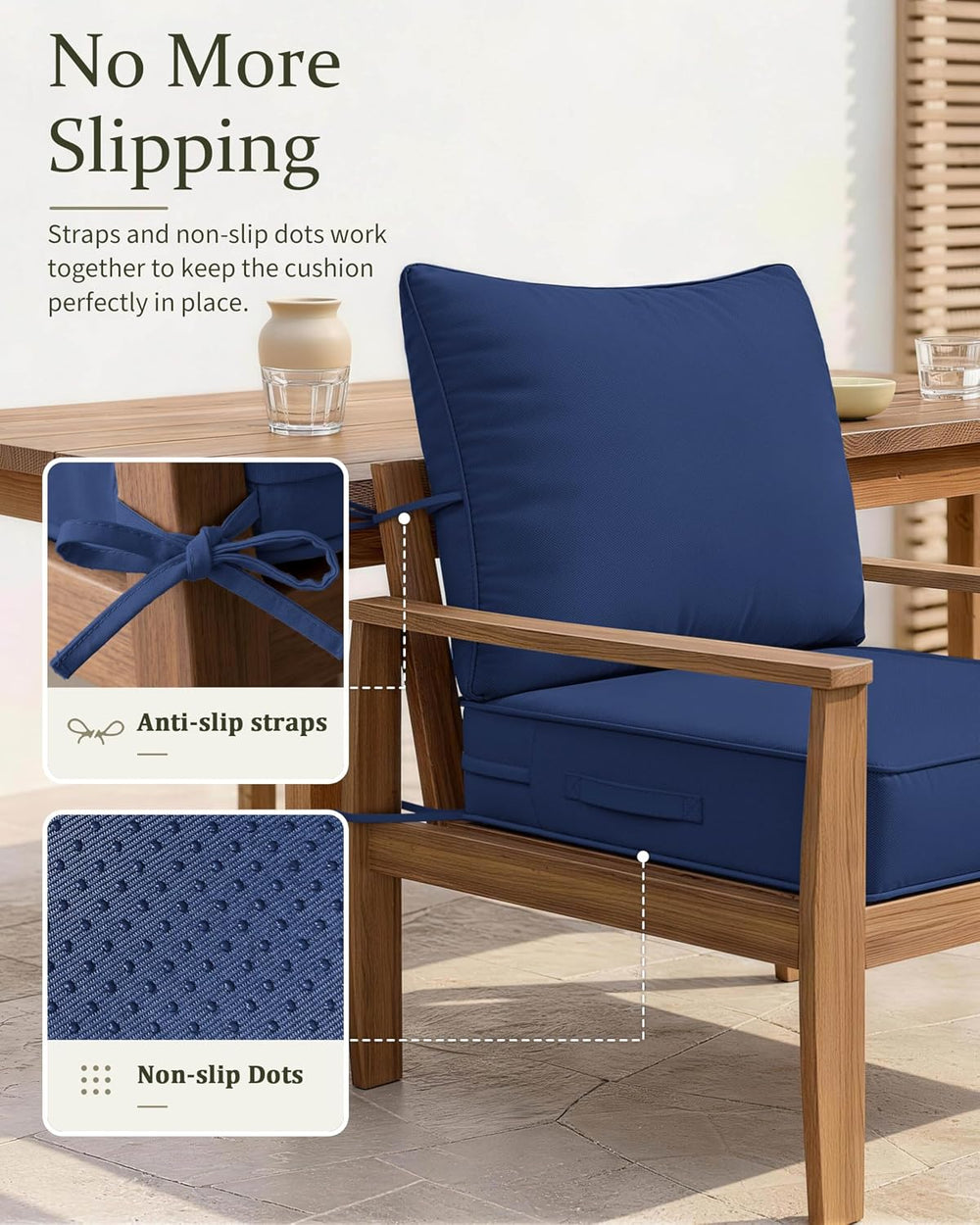 Outdoor Deep Seat Patio Cushions Set, 22×22×4 Inch Water Resistant & Fade...