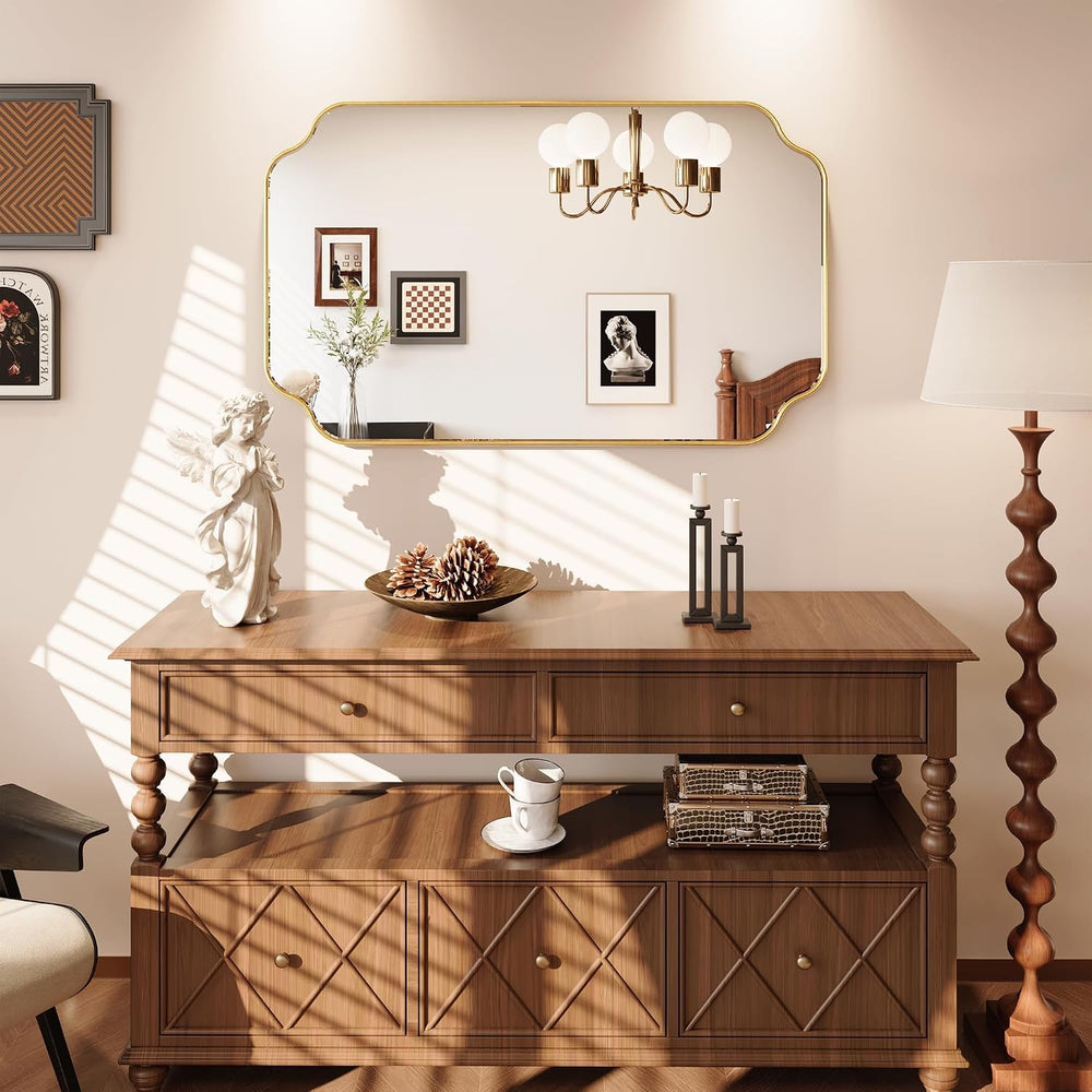 Kelly Miller 30"x48" Gold Foil Scalloped Decorative Wall Mirror