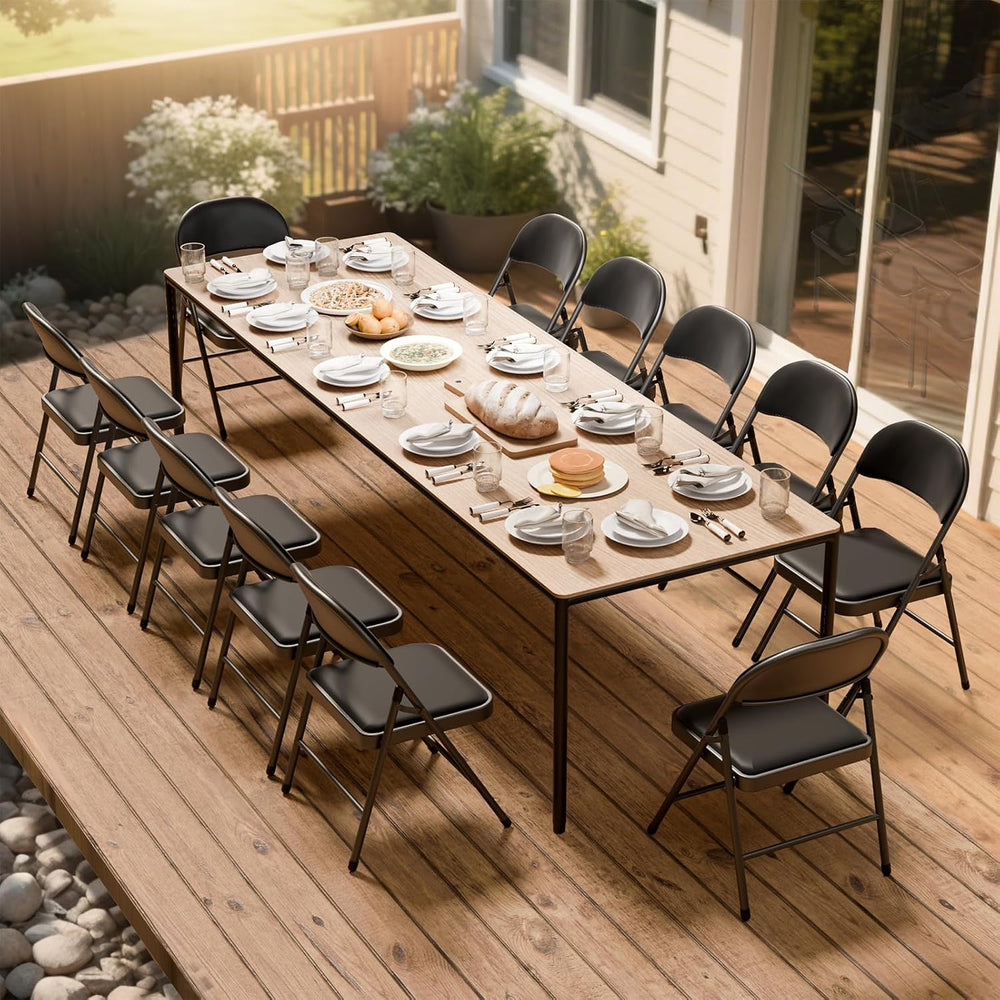 30 Pack Black Folding Chairs with Padded Cushion,Metal Frame,350lbs