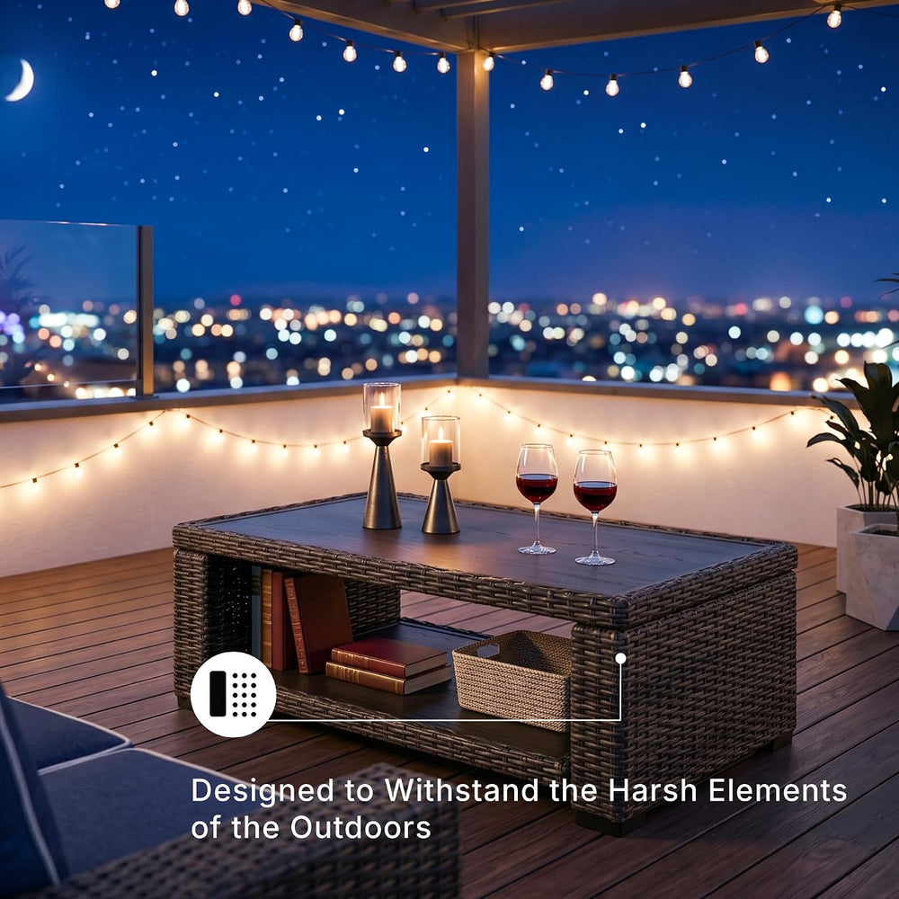 Signature Design by Ashley Grasson Lane Outdoor Wicker Cocktail Table with Al...