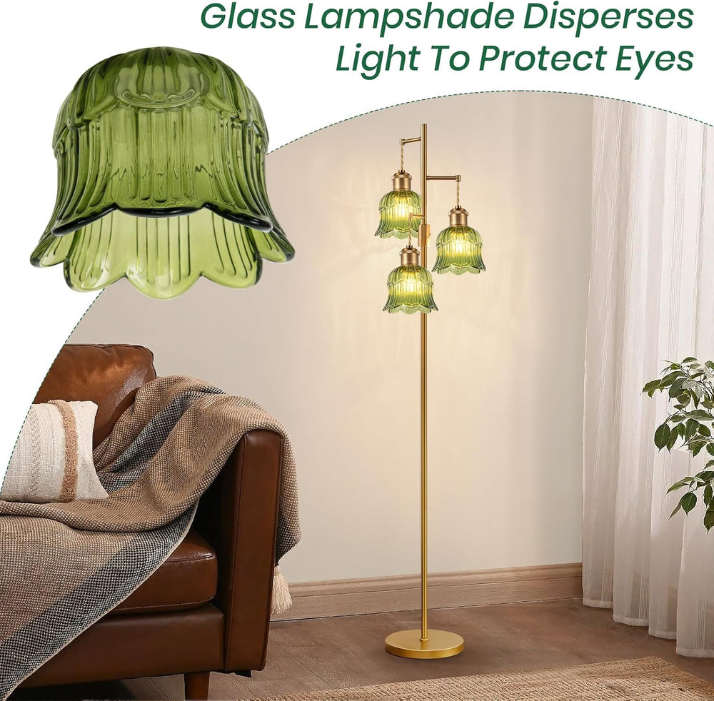 Tulip Lamp Shades Replacement, Green Glass Sconce Shade Heavy and Thick for w...