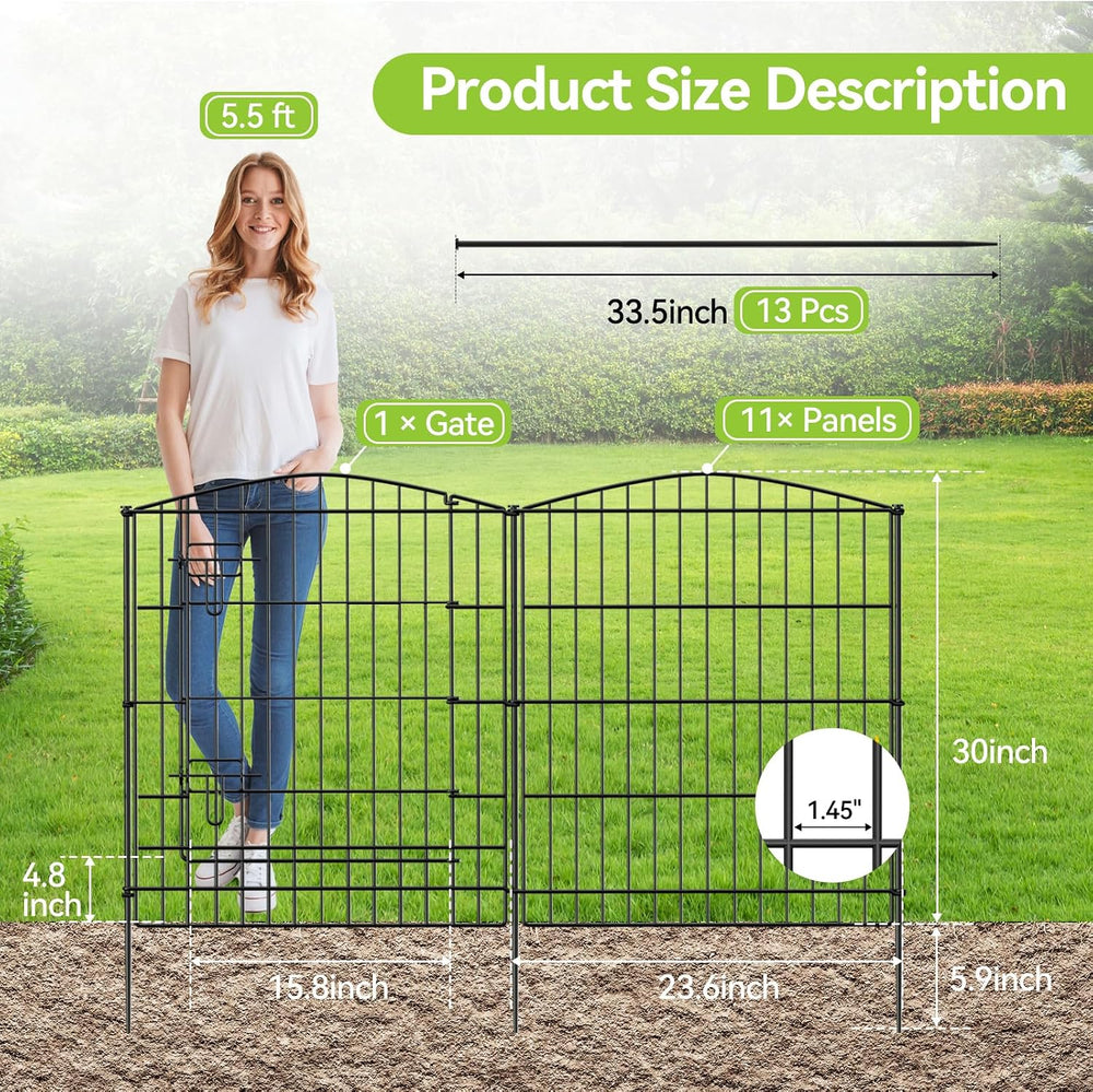 INJOPEXI Garden Fence 12 Panels 23.6ft (L)×30in (H) Decorative Garden Fences ...