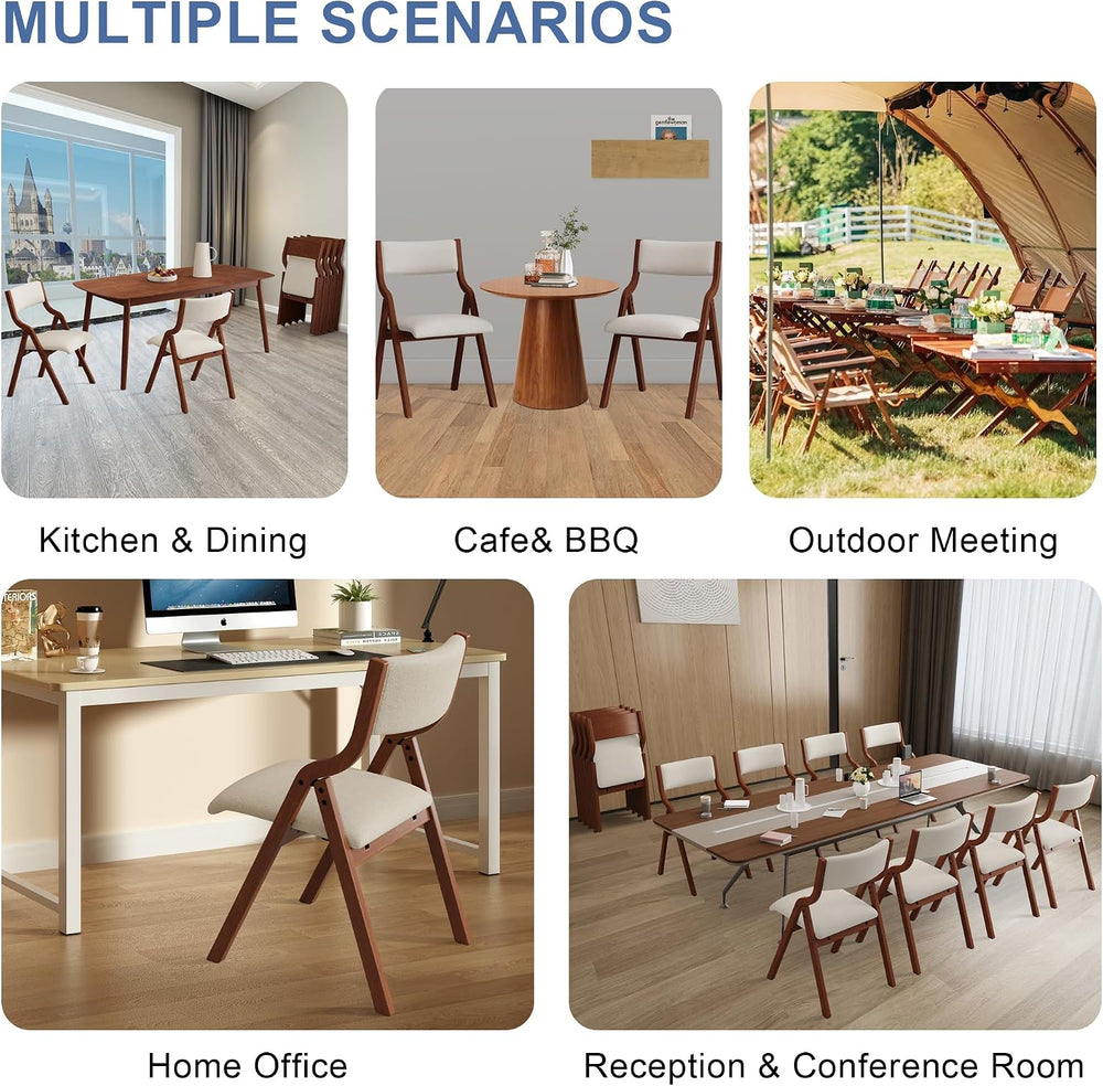 Ball & Cast Upholstered Folding Chairs Set of 2 with Ergonomically Design...