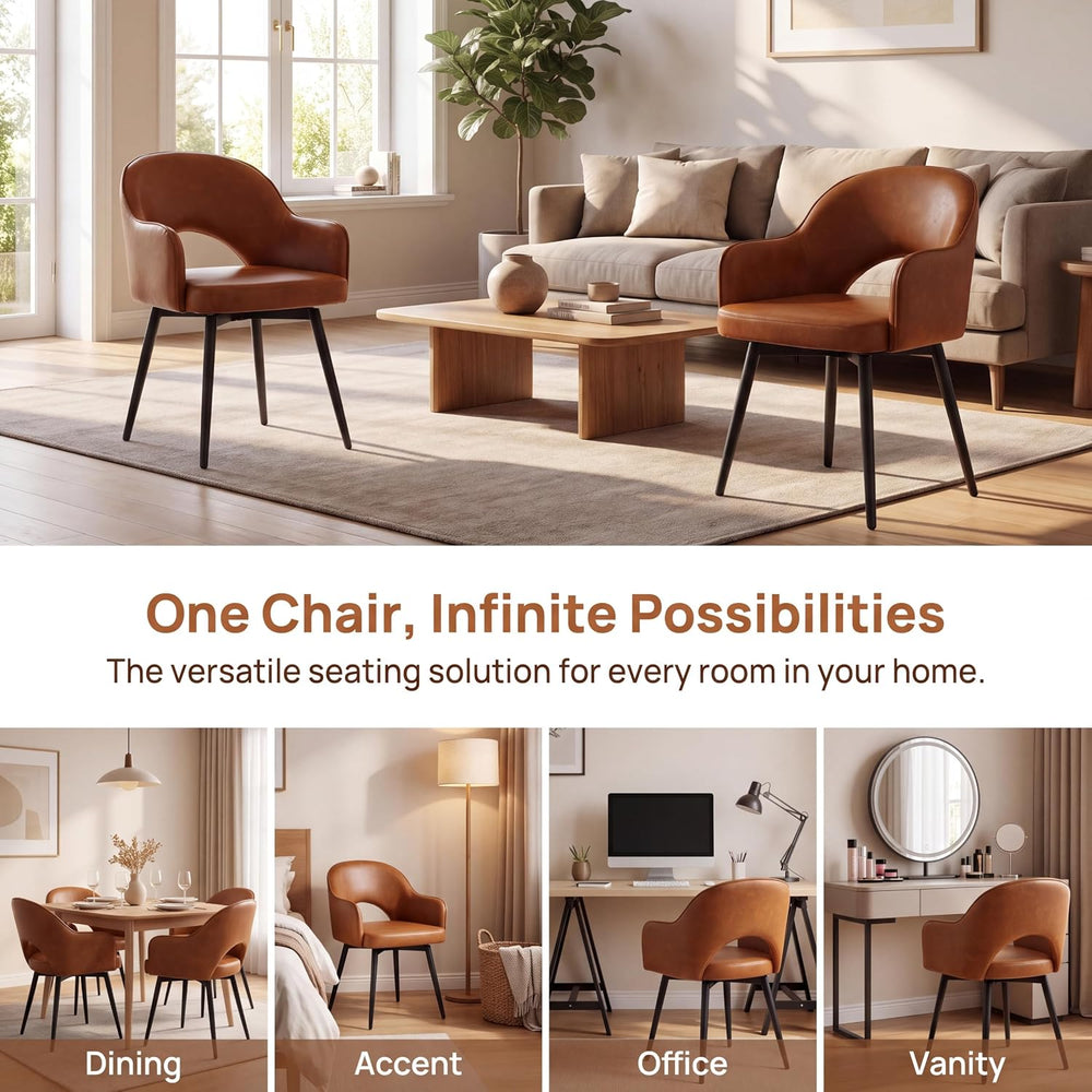 Ya-Home Modern Swivel Dining Chairs Set of 6, Comfy Upholstered Side Chair PU...