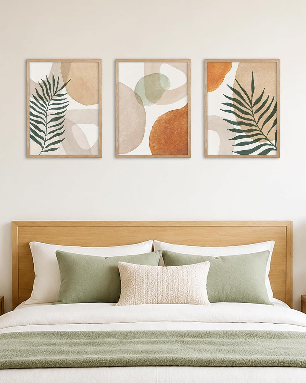 HesenDot Natural OAK Wood Organic Botanical Leaf Framed Wall Art,12x16in