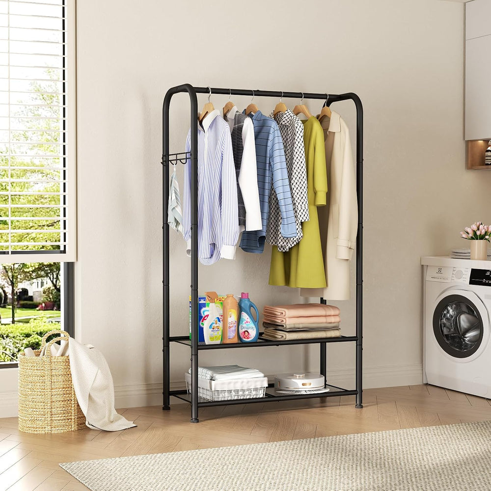 SINGAYE Wardrobe Standing Closet Clothing Rack With Shelf Hanging Clothes