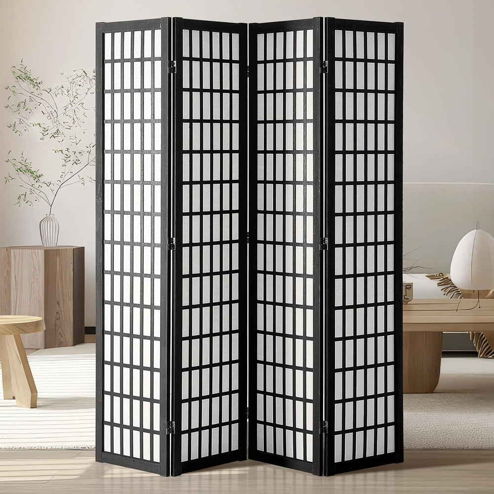 VEVOR Room Divider, 4 Panel Japanese Room Divider, Wood Folding Privacy Scree...