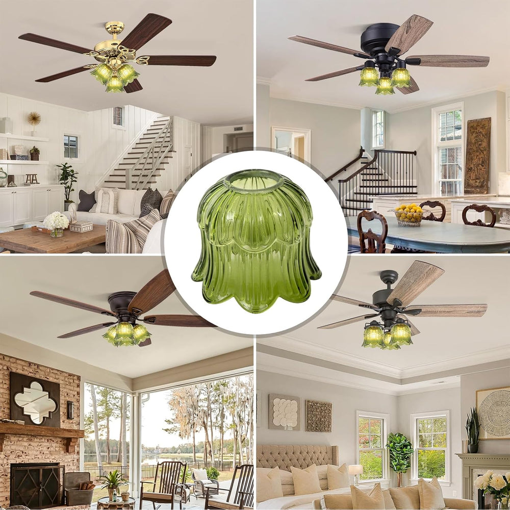 Tulip Lamp Shades Replacement, Green Glass Sconce Shade Heavy and Thick for w...