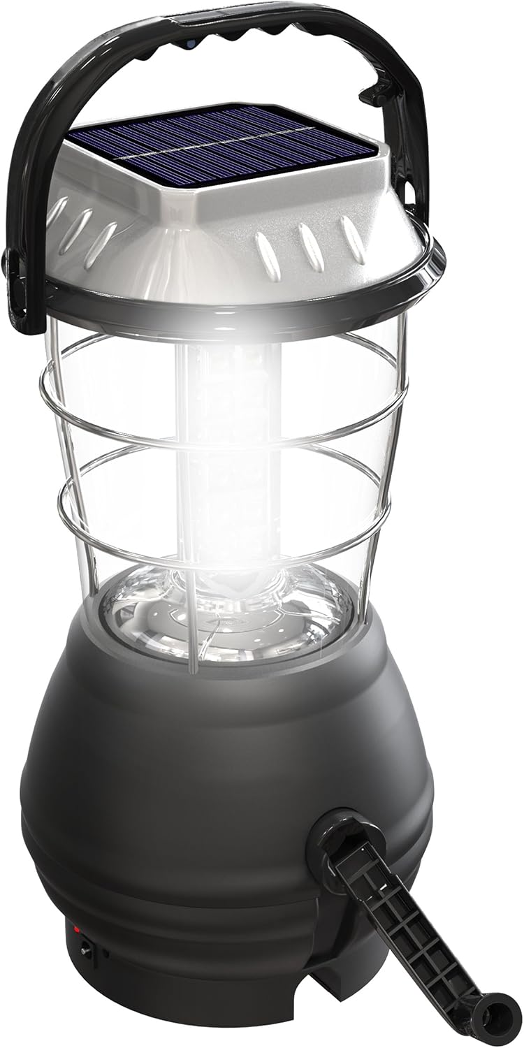 Dynamo Hand Crank Solar Powered Lantern - Battery-Operated or Rechargeable LE...