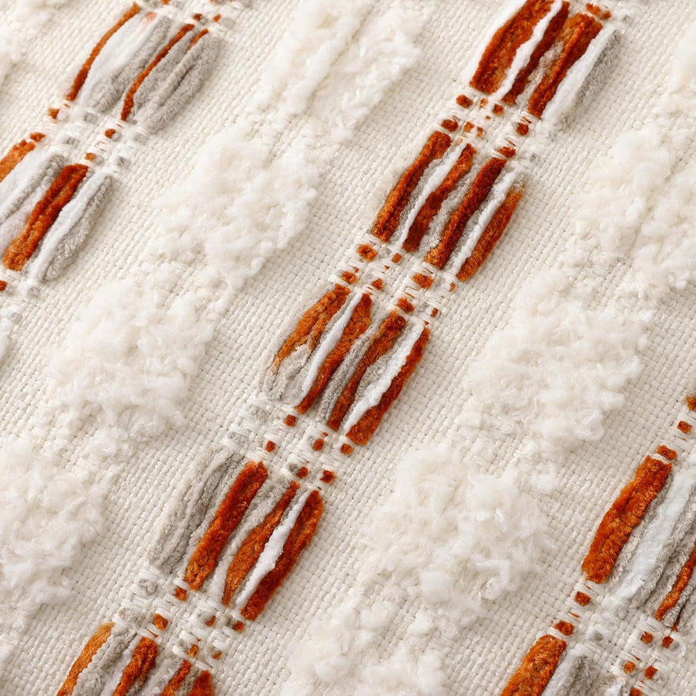 decorUhome Chenille Tufted Stripe Throw Pillow Covers 22x22 Set of 2 Orange