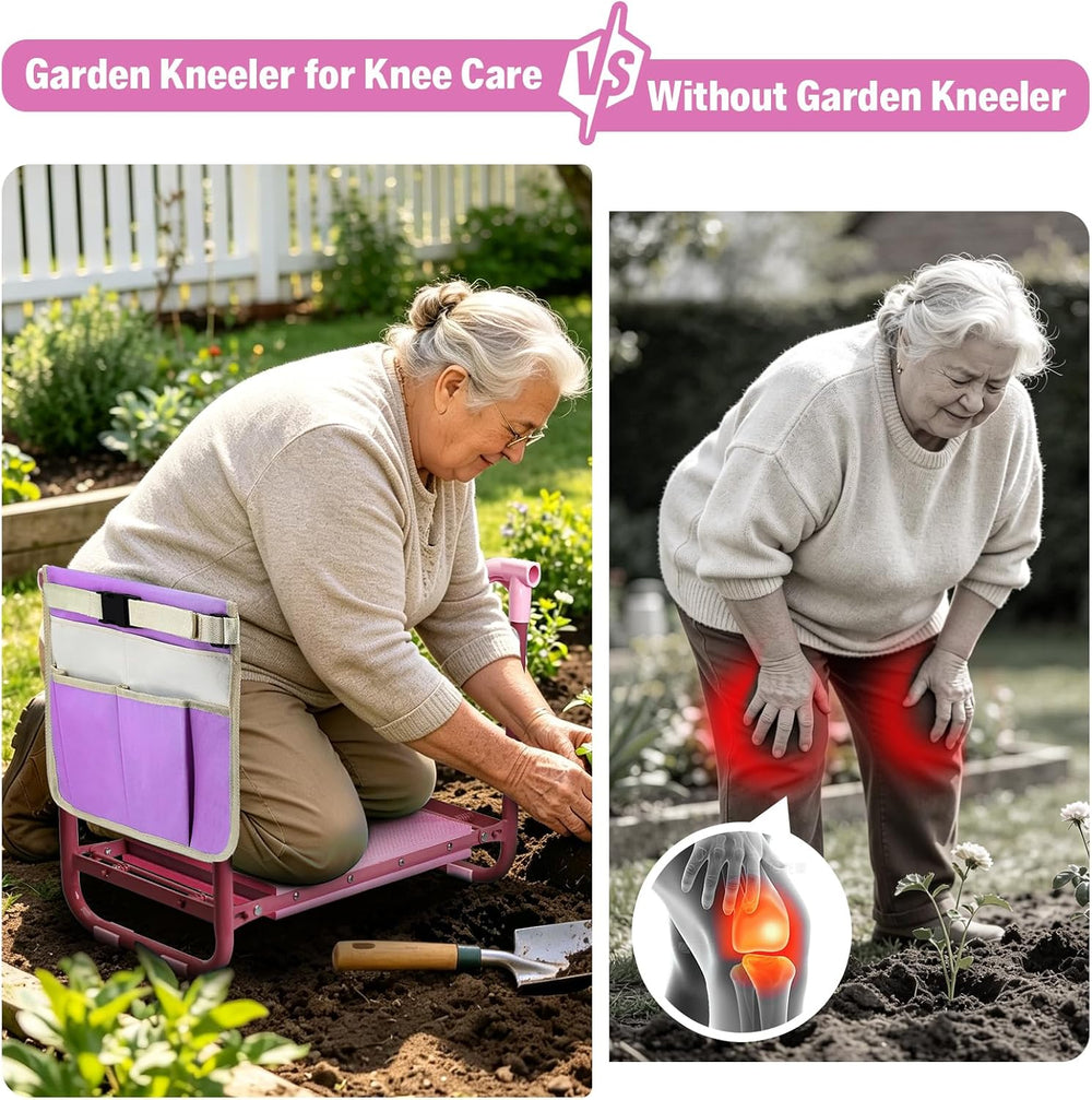 Garden Kneeler and Seat Heavy Duty, Foldable Gardening Stool Bench