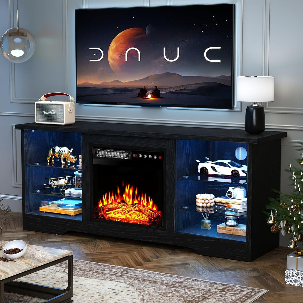TAVATA Fireplace TV Stand with 18" Fireplace, Modern Entertainment Cente...