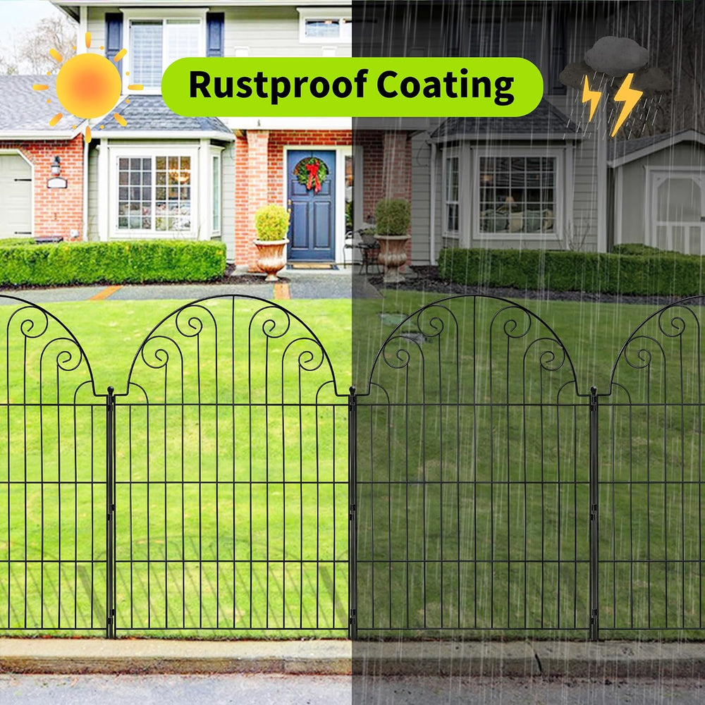 Garden Fence 5 Panels, 42 in H Above Ground, No Dig Metal Fence
