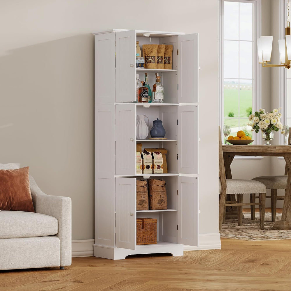 ChooChoo 63.2" Tall Bathroom Storage Cabinet with 6 Doors, Pantry Cabinet