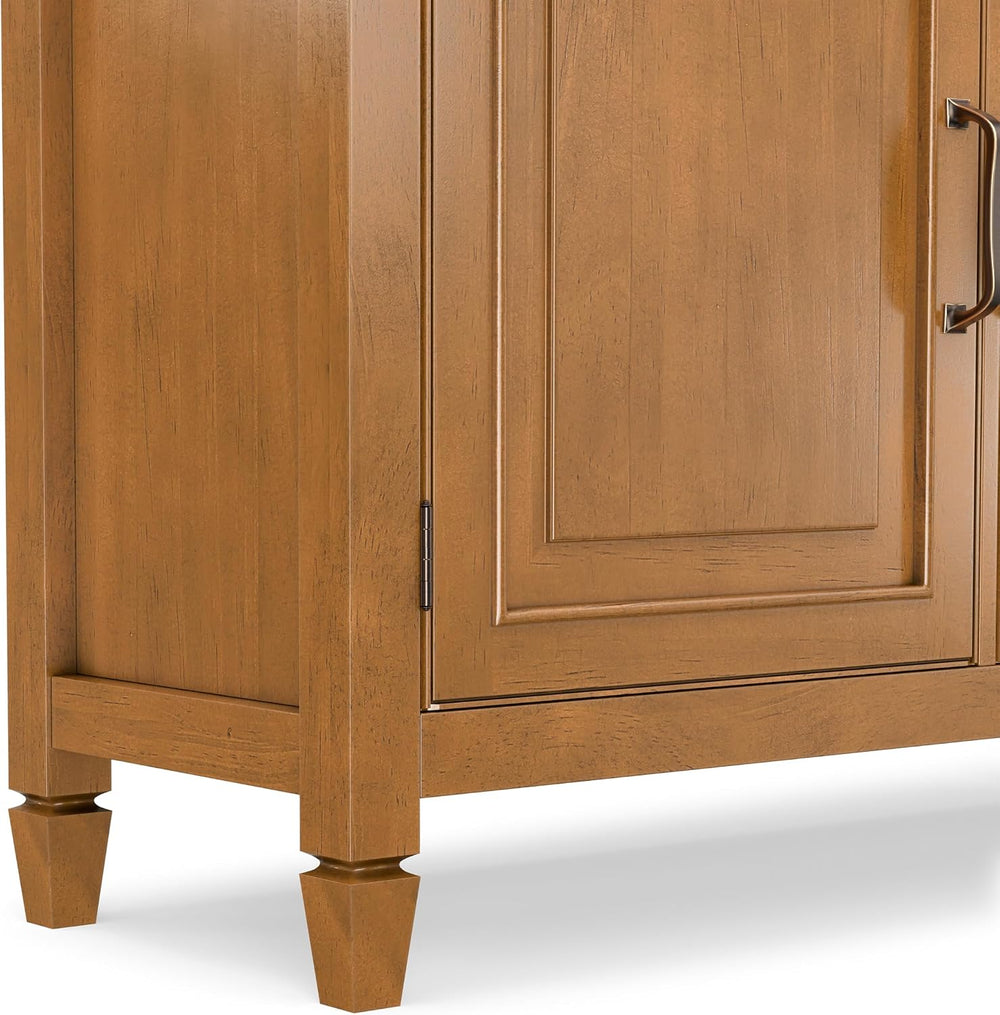 SIMPLIHOME Connaught 40" Solid Wood Cabinet in Light Golden Brown